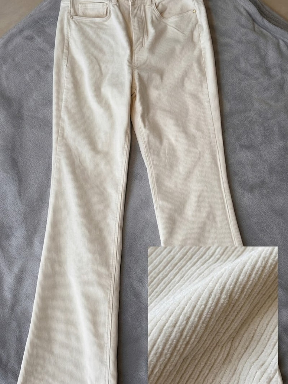 Massimo Dutti Cream Corduroy Wide-Leg Jeans